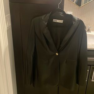 Zara black faux leather blazer